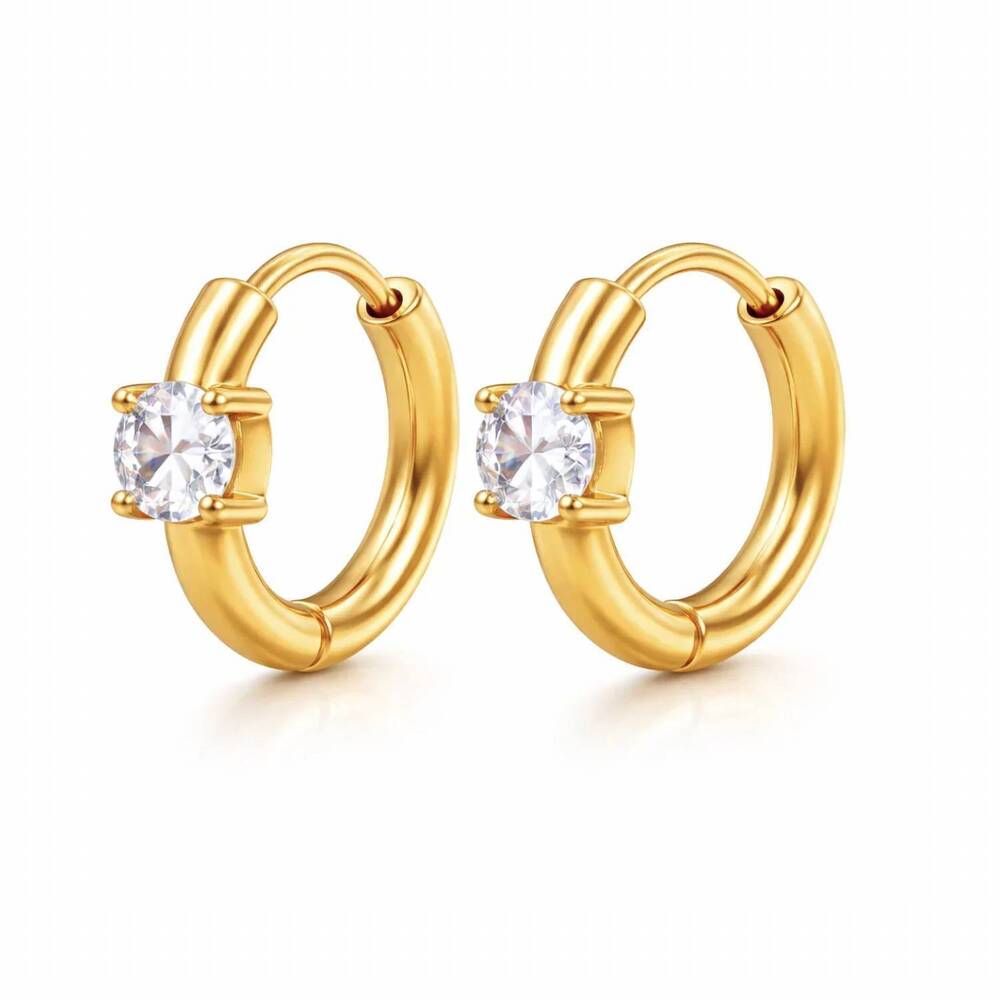 NEW ELLIE VAIL women's yael solitaire huggie hoop earring in gold